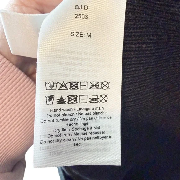 GANNI Black Ribbed Merino Wool Lace Up V Neck Tunic Top Dress Women's Size M - Picture 9 of 13